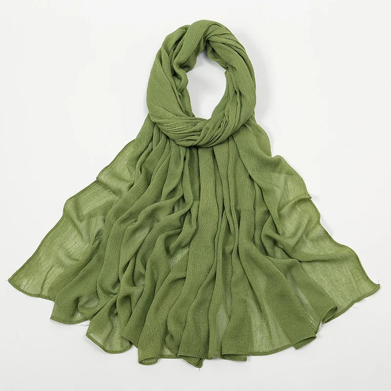 New Crinkle Rayon Hijab For Women Muslim Scarf Long Shawls Solid Islamic Turban Headband Heascarf Wraps Ramandan Headband
