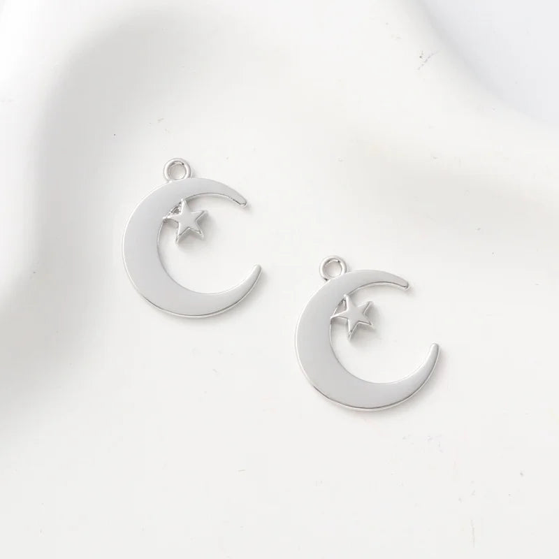 10pcs Silver Color Star Moon Cross Zinc Alloy Pendant For DIY Handmade Necklace Bracelet  Jewelry Making