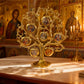 Gold Plated Orthodox Tree of Saints Icon Stand with Saint Icon Pendants for Church Home Altar Religious Devotion Christian Decor