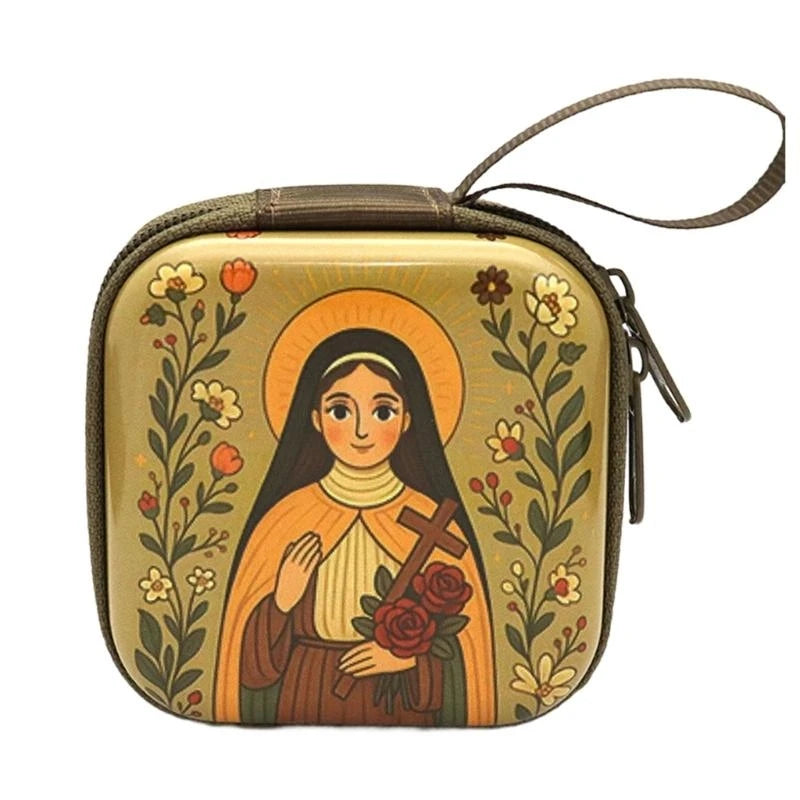 Catholic Rosary Religious Jewelry Storage Box Coin Purse Rosary Prayer Bag