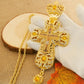 New 7.5" Crown Top Eastern Orthodox Cross Pendant Gold Plated Yellow Gemstones and Rhinestones Luxury Gift Box for Priest Gift