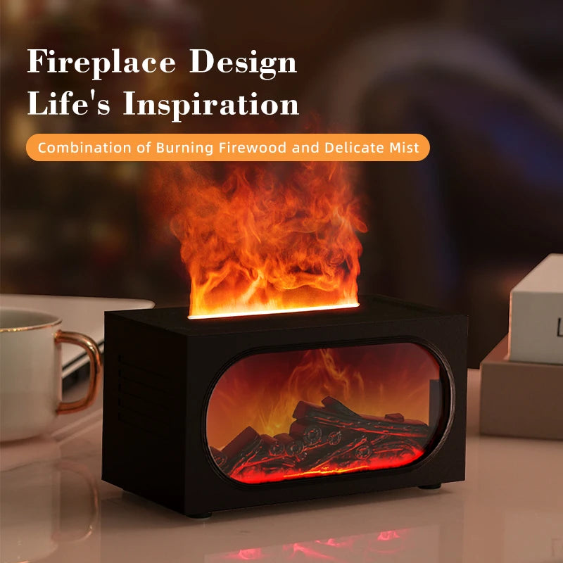 Fireplace Humidifier Aroma Flame Humidifier Fragrance Diffuser Aromatherapy Essential Oil Diffuser Fire Humidifier for Home Room