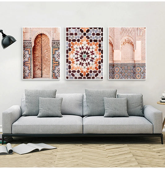 Moroccan Architecture Photography Posters and Prints Islamic Wall Art Canvas Painting Mosaic Wall Pictures for Living Room Decor