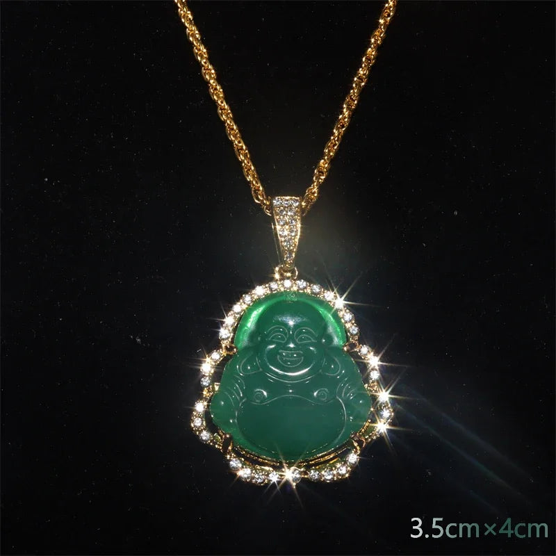 Classic Religious Emerald Green Imitation Jade Jesus Statue Pendant Necklace Men Women Christian Prayer Amulet Jewelry