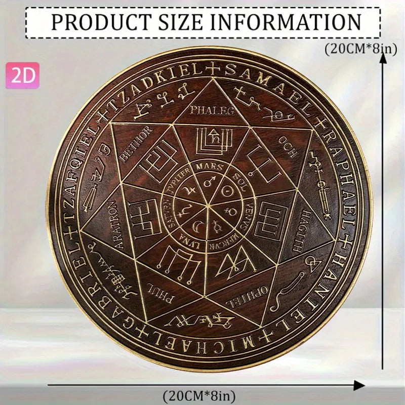 Heavy Metal Archangel Michael Seal Amulet - 2D Flat Wall Decor for Home Protection, Handmade Hebrew Aramaic Evil Eye Talisman