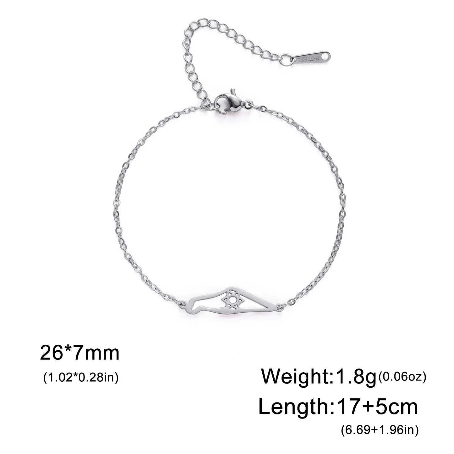 Skyrim Star of David Map Charm Bracelet Women Men Stainless Steel Adjustable Box Chain Bracelets Jewish Jewelry Gift Wholesale