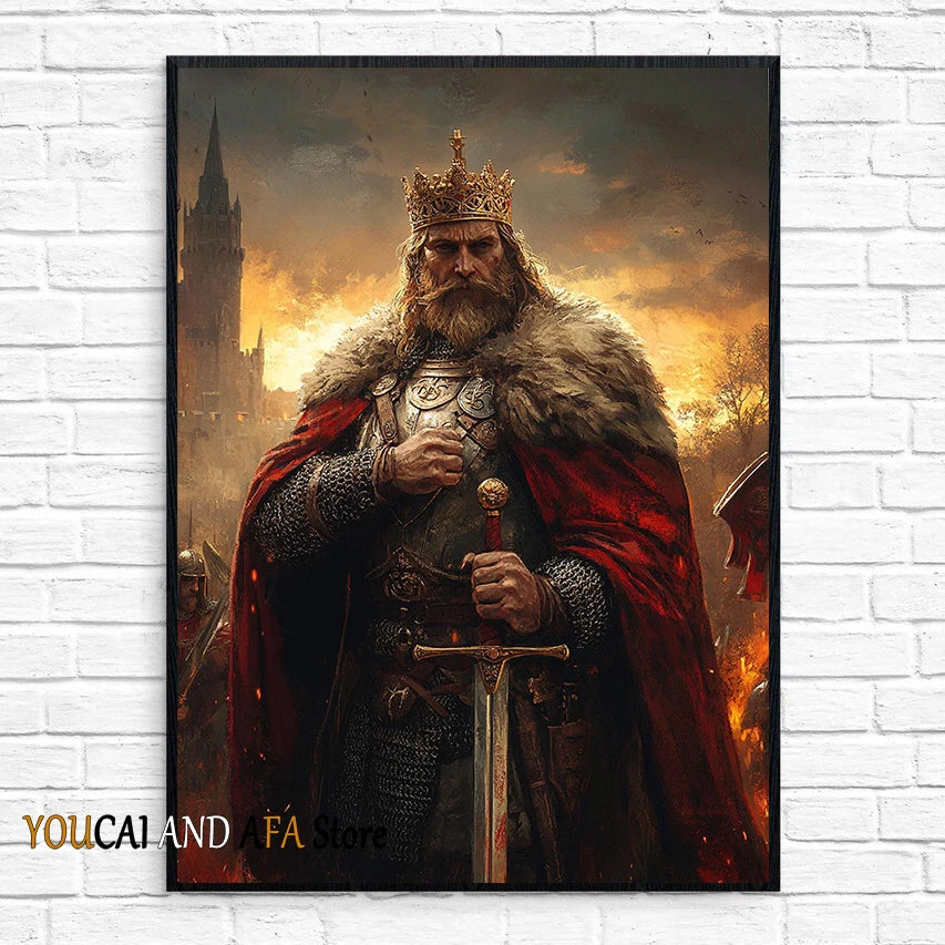 King Arthur and Excalibur Sword in The Stone Sikh Kirpan Sword Excalibur Hilt Poster Canvas Painting Wall Pictures Home Decor