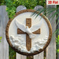 Christian Metal Wall Art 8 Inch Round Spiritual Dove Cross Plaque Religious Home Decor Gold Church Gift with Hanging Hardware