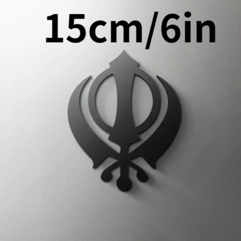 Khanda Icon Acrylic Sign Double Sword Design Wall Art Home Decor Self Adhesive Door