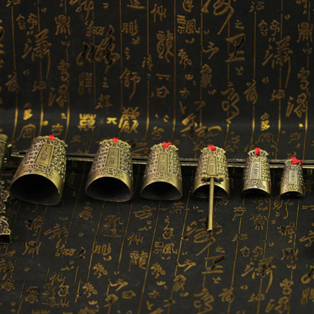 Bronze Meditation Gong With 7 Decorated Bells For Yoga Sound Healing And Relaxation Chinese Musical Percussion Instrument Set