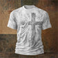 Christian Men's T-Shirt Summer Loose-Fit T-Shirt Gothic Style Jesus Christ Cross 3D Print Crew Neck Top Retro Short-Sleeve