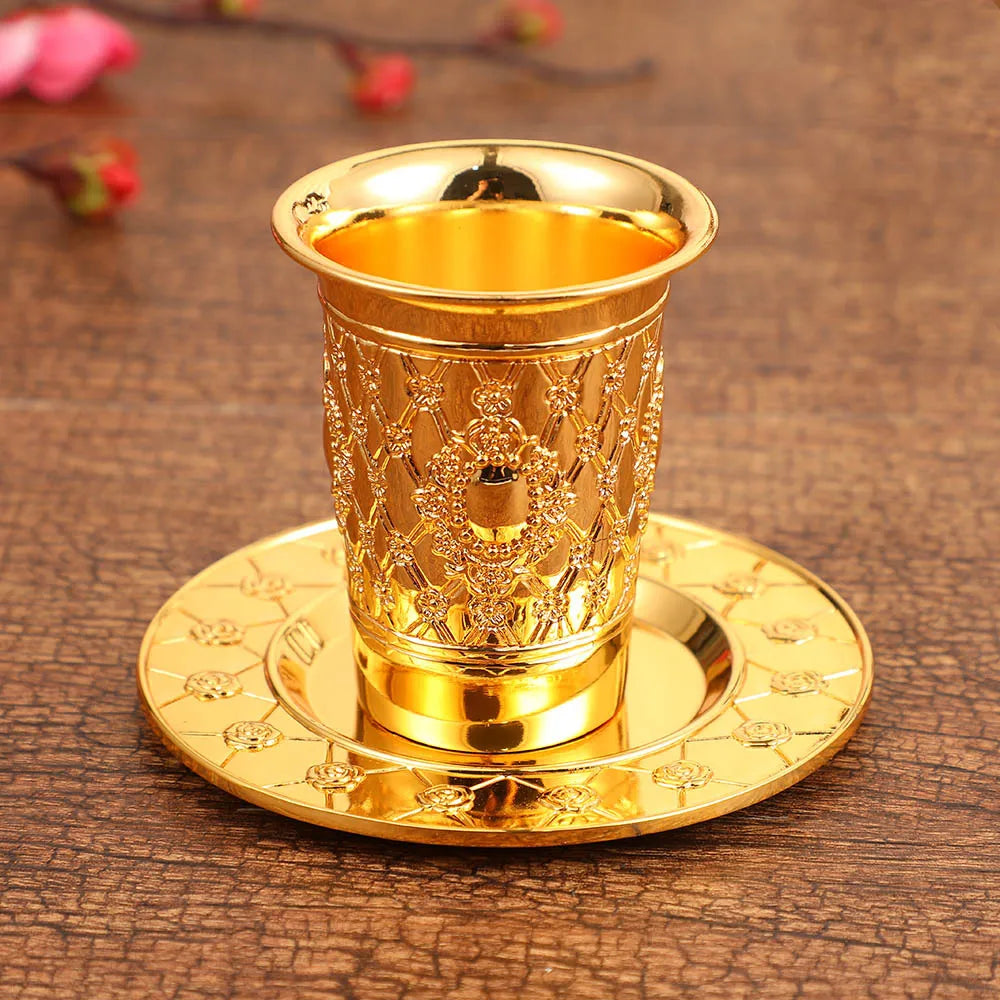 Silver Plated Kiddush Cup Nickel Plated Wine Cup with Saucer Judaica Shabbos Wine Cup Passover for Shabbat Havdalah Holiday Gift