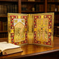 Vintage Gold Plated Orthodox Bible Cover with Enamel Holy Icons for Church Liturgy Home Altar Prayer Devotion Christian Gift Dec