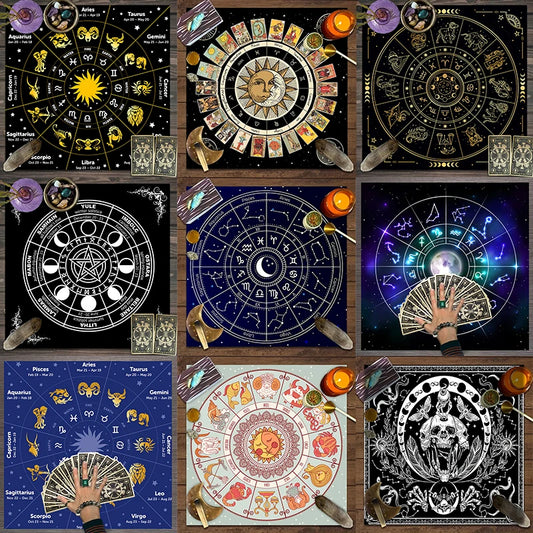 1pc Tarot card tablecloth, twelve constellations divination, starry sky altar cloth, Tarot card game decoration tablecloth