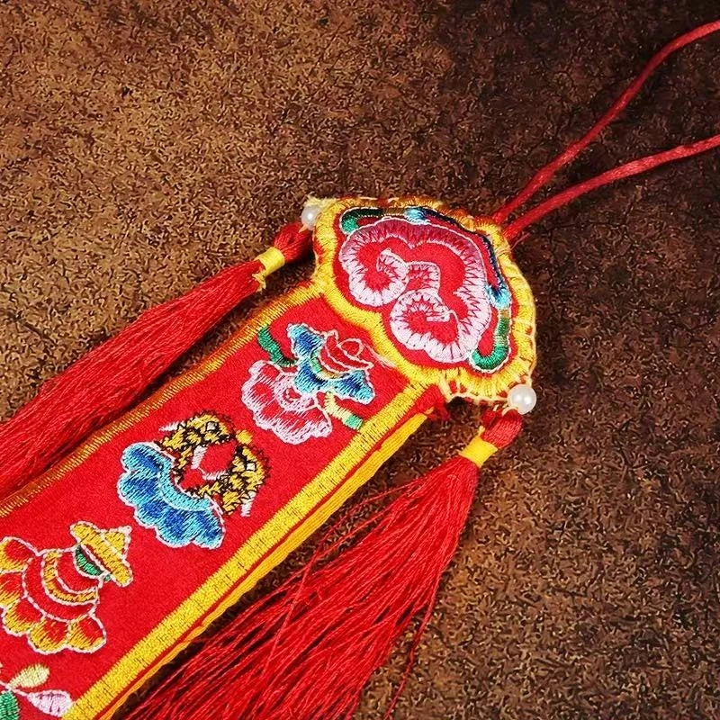 Tibetan Banner Ribbons,Colorful Brocade Buddhist Hall Decorative,Auspicious Cloud Embroidered Sutra Hanging Flags,Buddhist Item