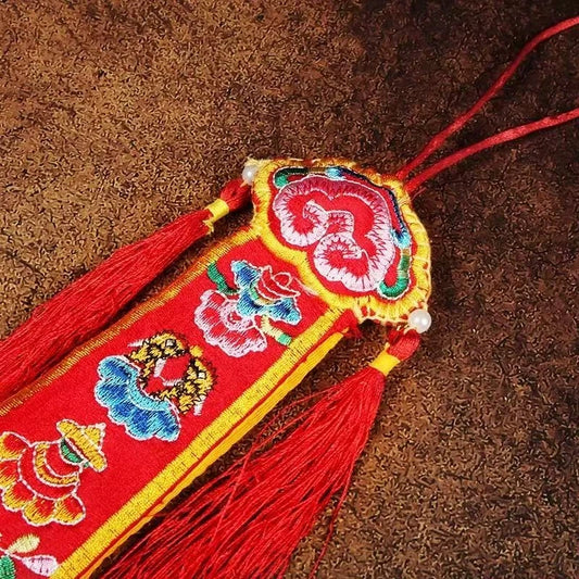 Tibetan Banner Ribbons,Colorful Brocade Buddhist Hall Decorative,Auspicious Cloud Embroidered Sutra Hanging Flags,Buddhist Item