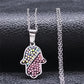 Greek Eye Fatima Hand Necklace for Women Men Stainless Steel Turkish Evil Blue Eye Protection Chain Islamic Jewelry  N8041S01