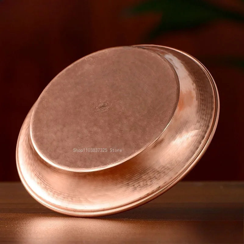 Tibetan-style Copper Water Supply Bowl Offering Dish Base Household Indoor/Buddhist Hall Offering Plate/purified Water Dish