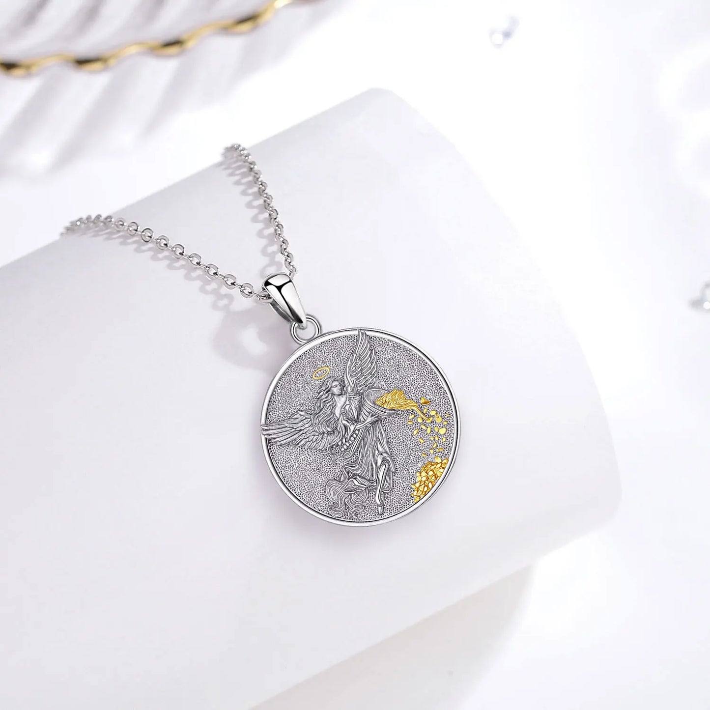 AEONSLOVE 925 Sterling Silver Goddess of Fortune Necklace Roman Goddess Coin Pendant Luck Amulet Mythology Jewelry for Women Men