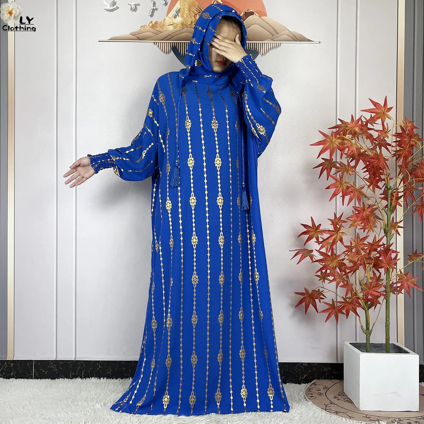 New Long Sleeves Two-Hat Abaya Loose Muslim Ramadan For Women Prayer Clothes Dubai Turkey Islam Dress African Kaftan Women Dress