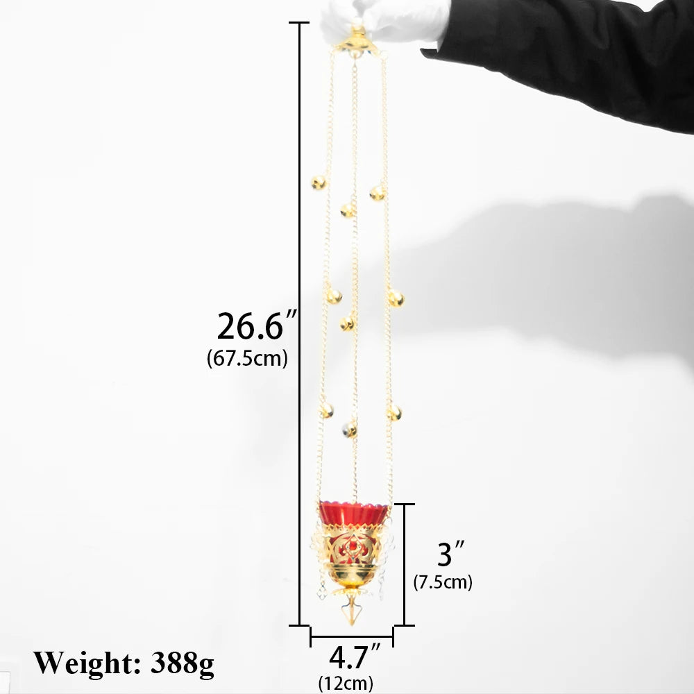 New 2026 Orthodox Church vigil Lamp Small Hanging Lamp With Chain High Quality By Hand Made Golden Plating Box Gift
