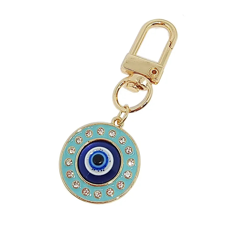 1Pcs Round Evil Eye Keychain Key Ring For Friends Couples Boho Blue Eye Bag Car Key Phone Charm Accessories Jewelry