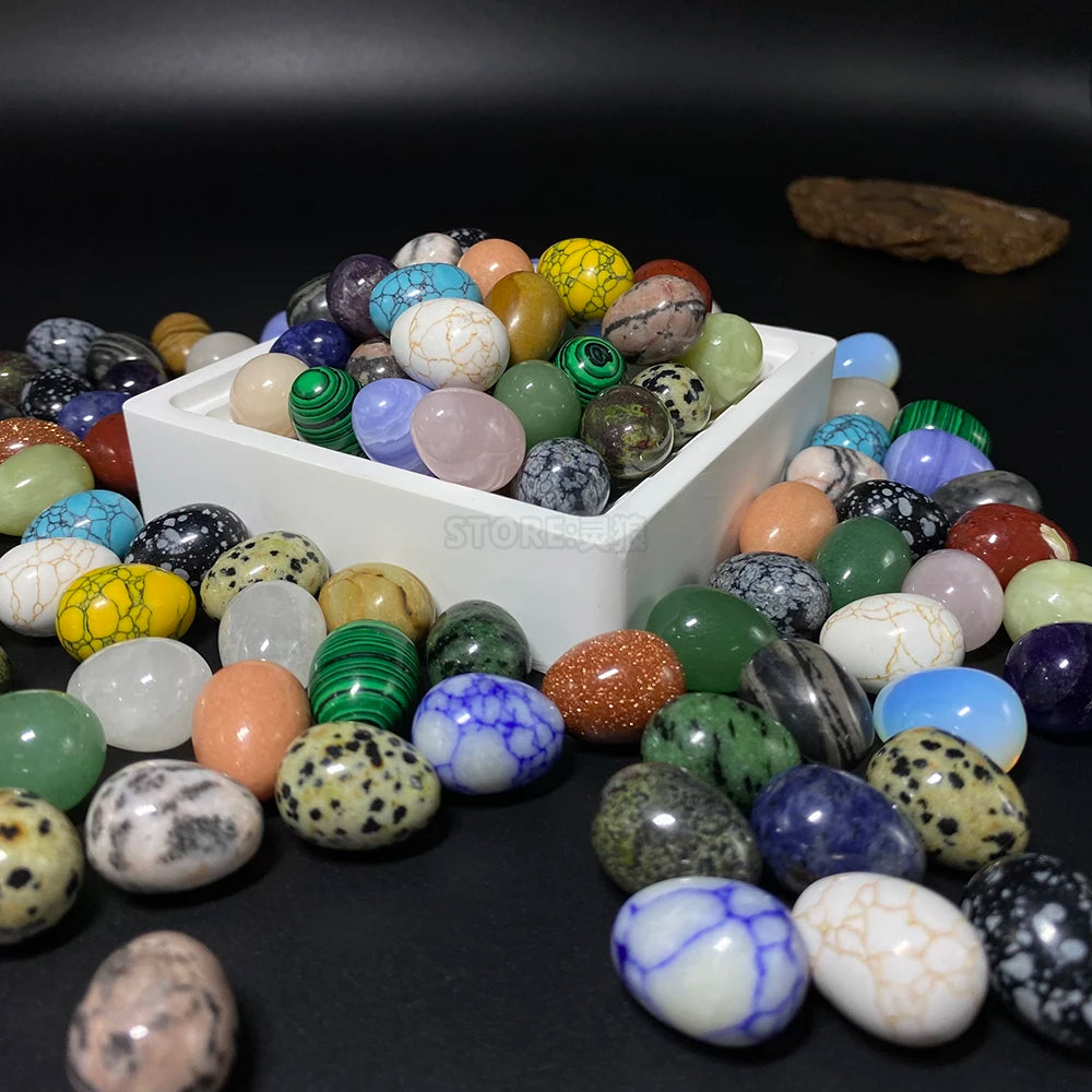 EG1-7 Mini Natural Stone Egg, Small Polished Egg Shaped Stone for Meditation Stress Relief Fidget Palm Desk Decor Gift