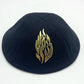 19cm Linen Kippah with Flashing Fire Symbol for Men Yamaka Hat Kippot Kipa Kipot Black White Color