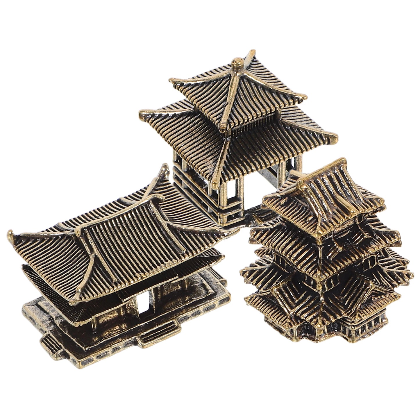 3pcs Brass Tiny Pagoda Model Zen Garden Decor Miniature Asian Ornaments For Aquarium Landscaping Japanese Style Lantern