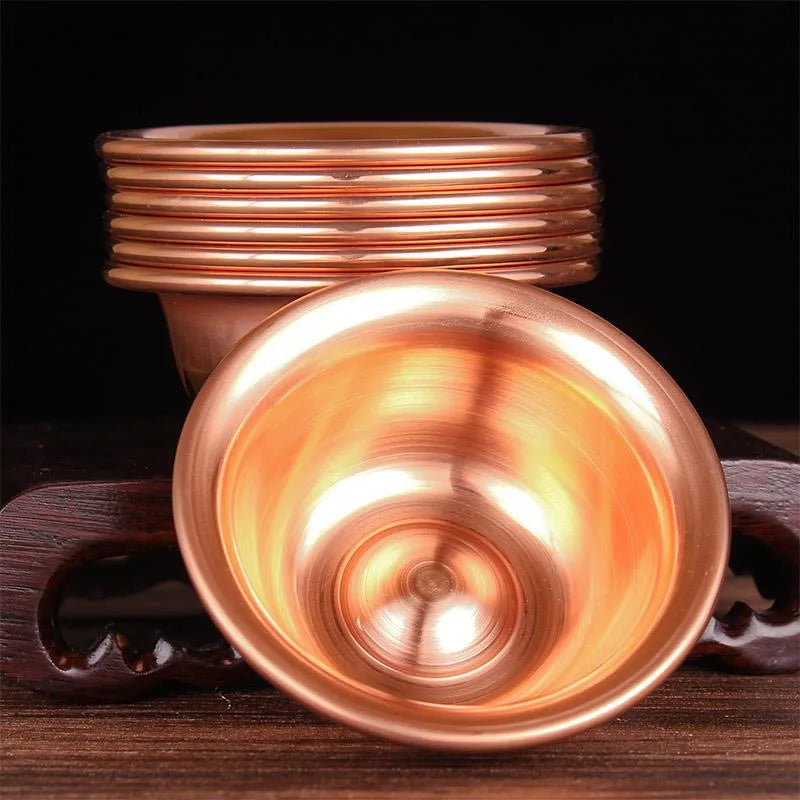7pcs Pure Copper Tribute Bowl Brass Auspicious Luster Tibetan Bowl 11cm  Holy Water Cup Buddhist Saucer Home's Gift Decorative