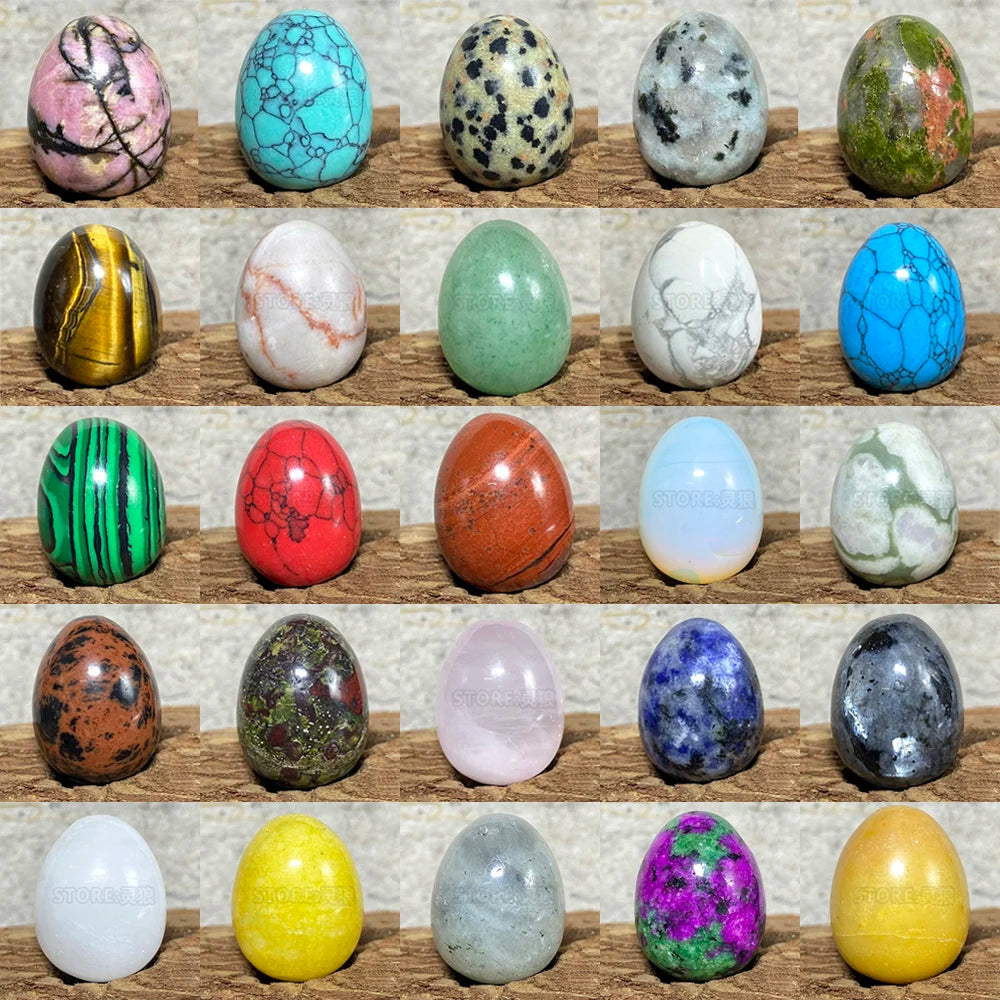 EG1-7 Mini Natural Stone Egg, Small Polished Egg Shaped Stone for Meditation Stress Relief Fidget Palm Desk Decor Gift