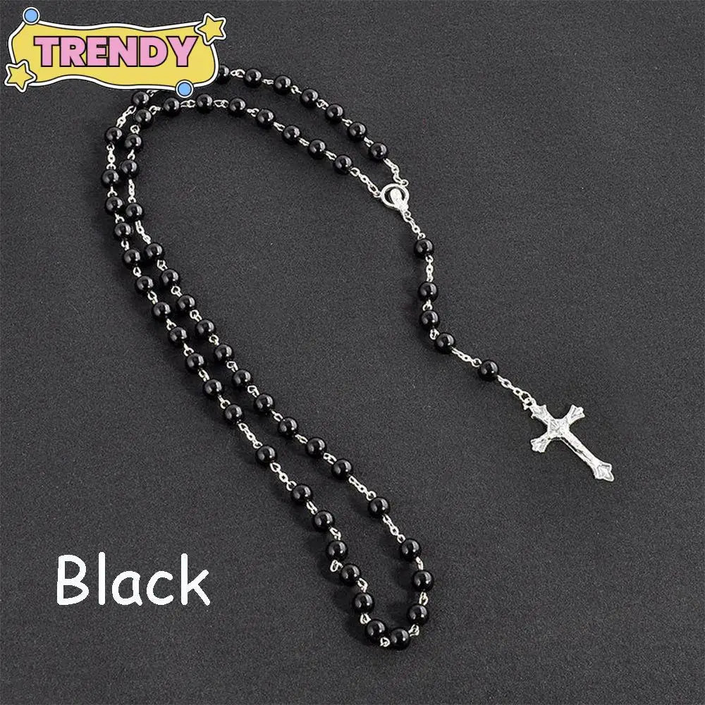 Fashion Vintage Crucifix Virgin Mary Pendant Cross Necklace Jesus Rosary Beads Chain