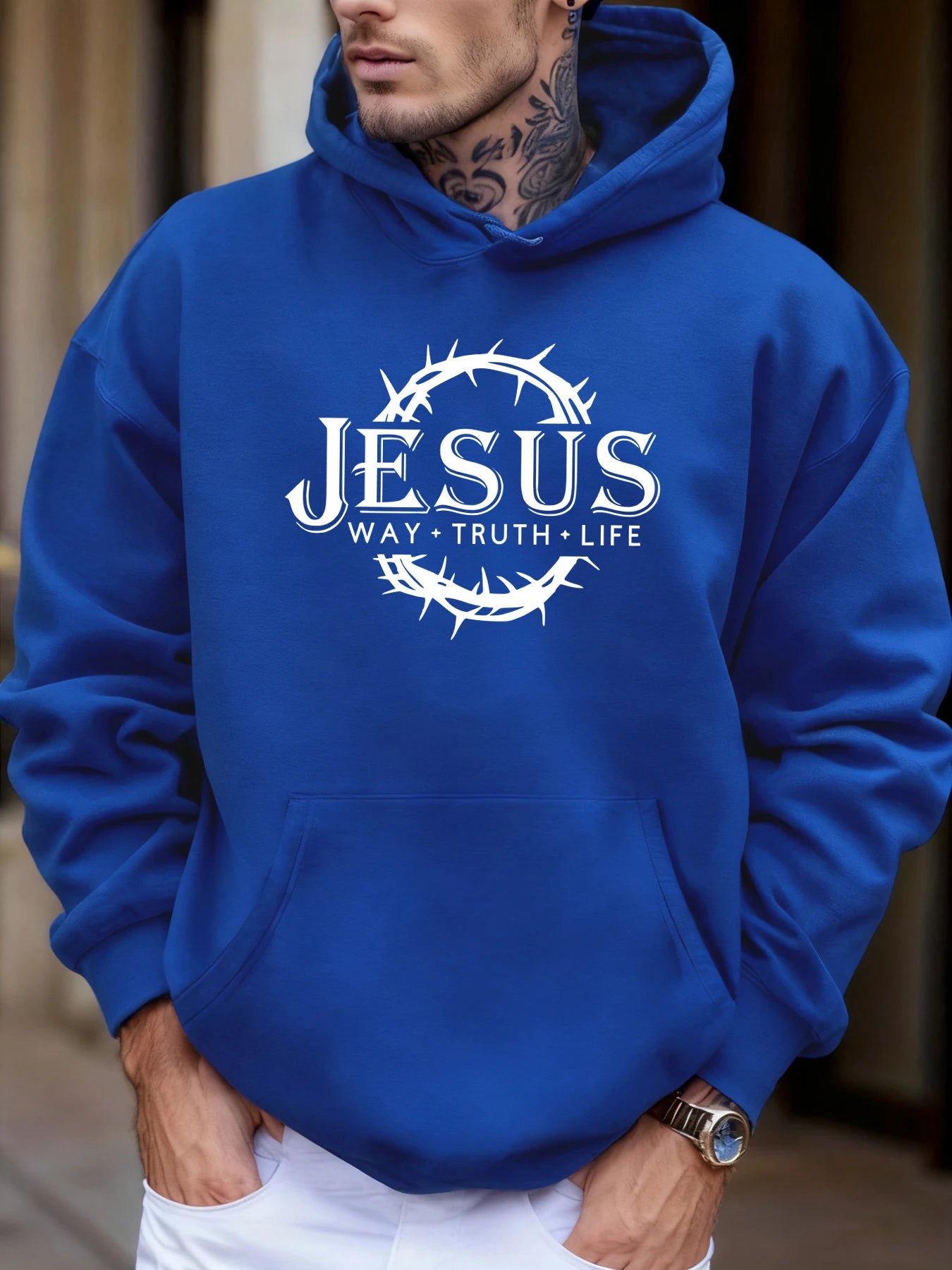 Jesus Way Truth Life Printing Men Jogging Hoodie Multicolor Loose Hoody Autumn Fleece Streetwear Hip Hop Pocket Man Hoodies