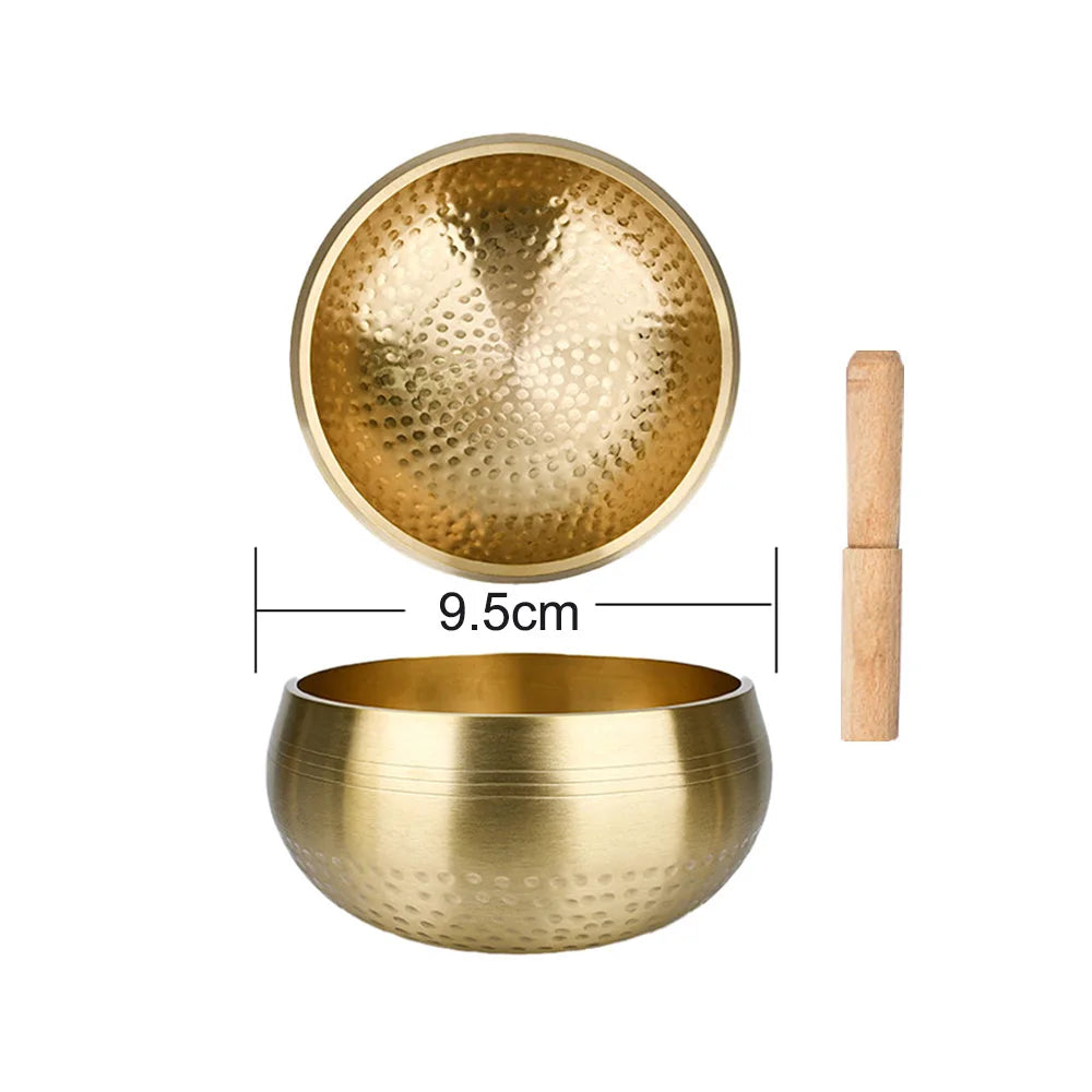 Tibetan Brass Singing Bowl Sanskrit Yoga Meditation for Sound Handmade Healing Stress Relief Buddha Mindfulness Instrument