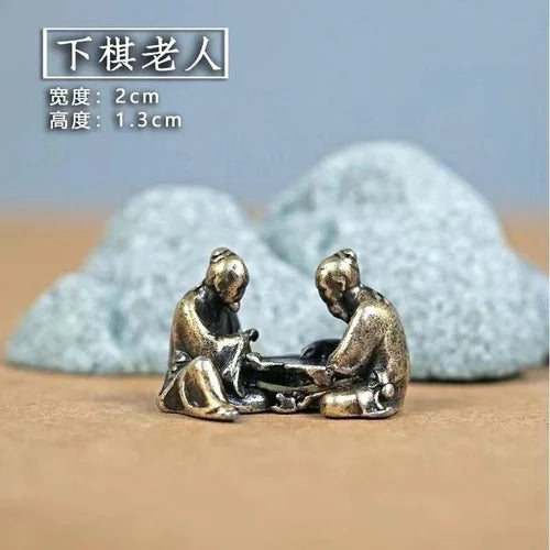 Micro Landscape Bronze Chinese Buddha Ancient Tea Ceremony Zen Moss Rockery Bonsai Sand Table Decorationfairy Garden Miniatures
