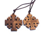 Simple Religious Necklaces Wooden Jerusalem Cross Pendant Necklaces Women Men Christian Religious Prayer Jewelry Accessory Gifts