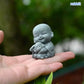 ✔Embracing Animal Monk Statue,Sandstone Finish Zen Baby Buddha Figurine,Mini Spiritual Decor for Home,Office & Garden