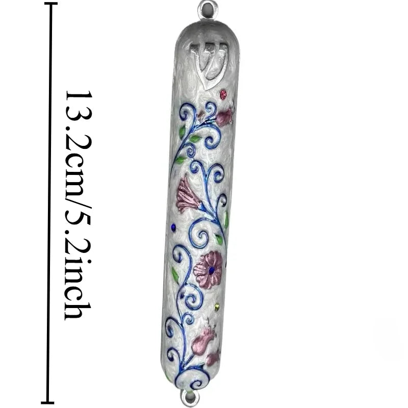 Handcrafted Enamel & Alloy Mezuzah Case with Kosher Scroll, Elegant Judaica Gift for Home Blessing & Doorpost Protection