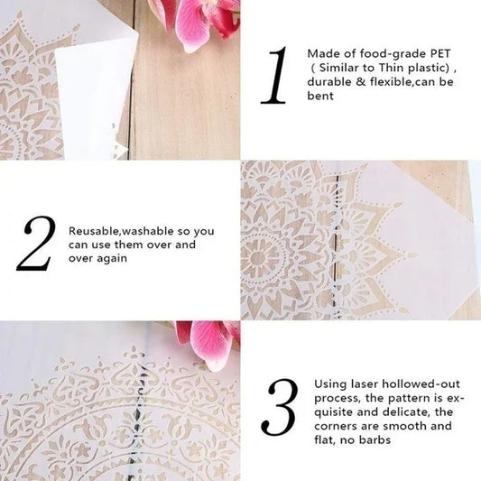 A4 29 *21cm Mandala Islam DIY mandala mold for painting stencils stamped photo album embossed paper card on wood, fabric, wall