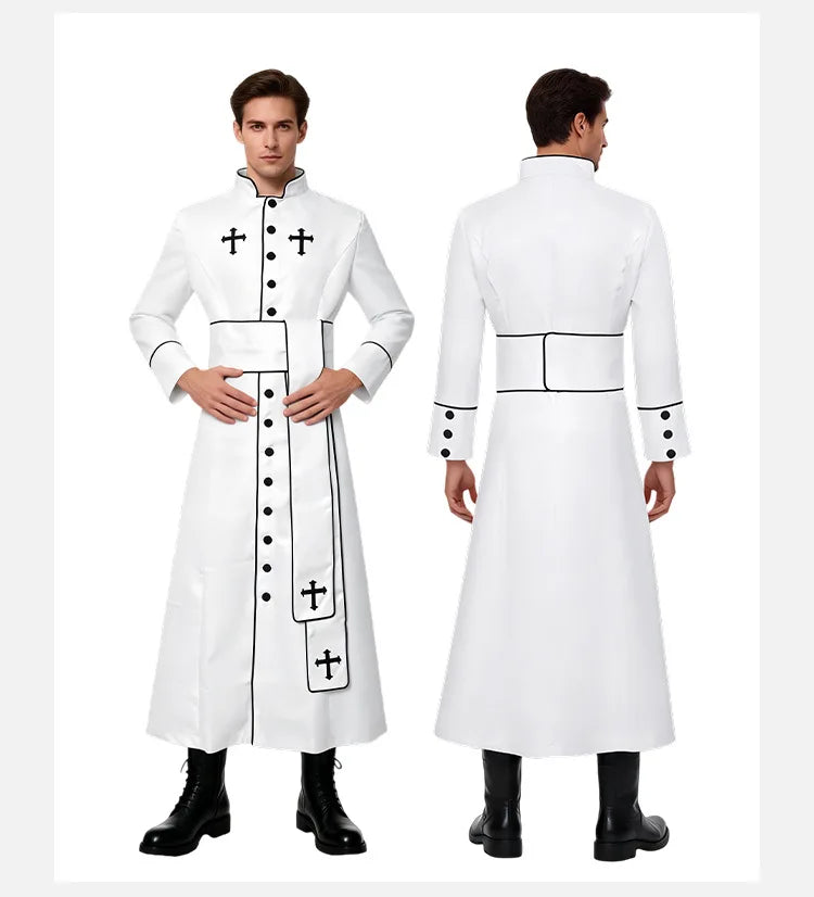2026 Medieval clergy cosplay, priest robe, Roman jumpsuit, standing collar, costume LAQ