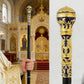 New Gold Plated Orthodox Catholic Bishop Staff with Carved Patterns for Clergy Church Liturgy Home Altar Devotion Christian Gift