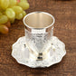Silver Plated Kiddush Cup Nickel Plated Wine Cup with Saucer Judaica Shabbos Wine Cup Passover for Shabbat Havdalah Holiday Gift
