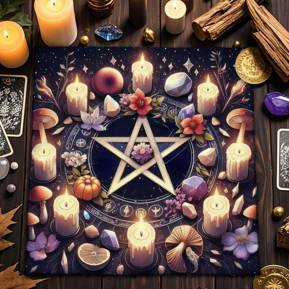 Gothic Decorative Tablecloth Tarot Tablecloth Tarot Enthusiast Astrology Ritual Cloth Polyester Altar Decorative Pad