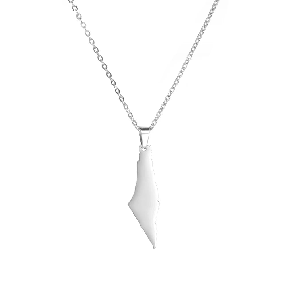 Teamer Israel Map Star of David Pendant Necklace for Women Men Jewish Stainless Steel Necklace Ethnic National Jewelry Wholesale