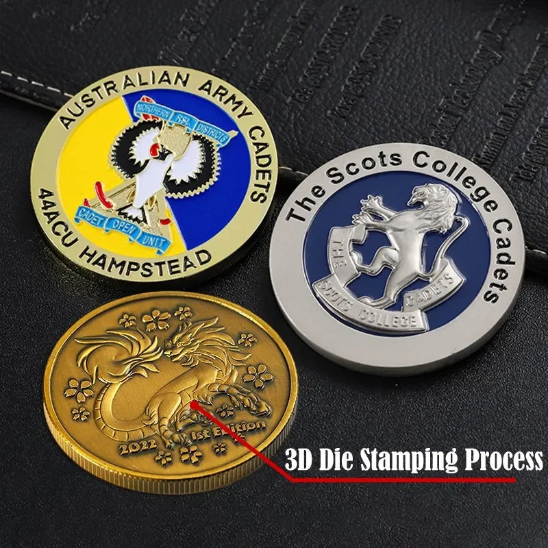 Custom Your Own Logo Metal Coins Shiny Gold Silver Metal Challenge Coins Promotional 2D 3D Zinc Alloy Game Token Coin For Gift