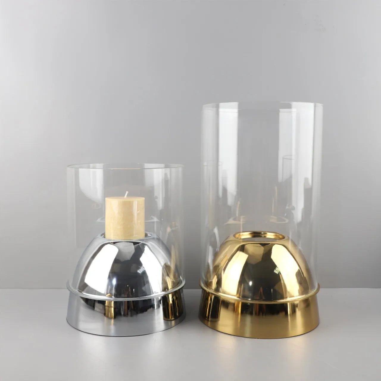 Geometric Metal Glass Menorah Candelabrum Candlestick Gold Semicircle Candle Holders Home Decoration Accessories Centerpieces