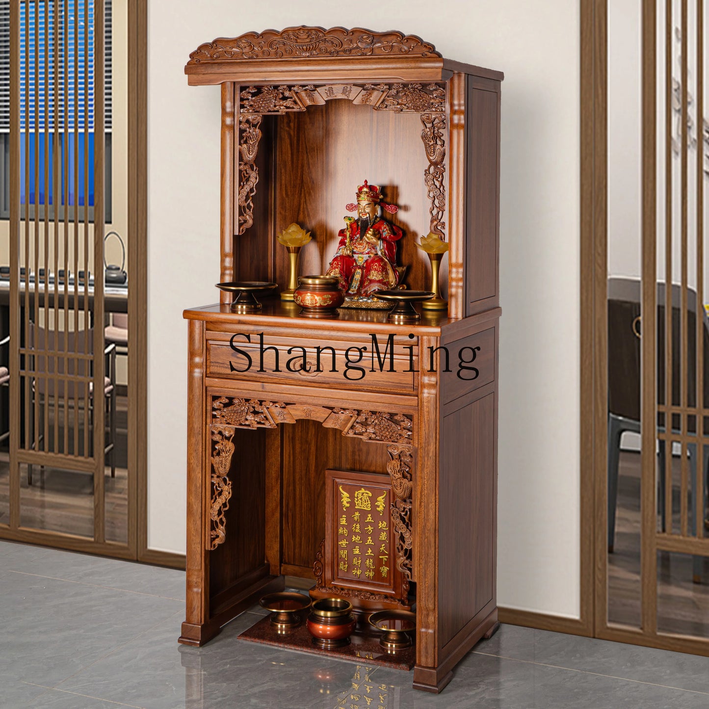 SM Solid wood Buddhist shrine shrine cabinet offering table for God of Wealth Guanyin Guan Gong household shrine offering table