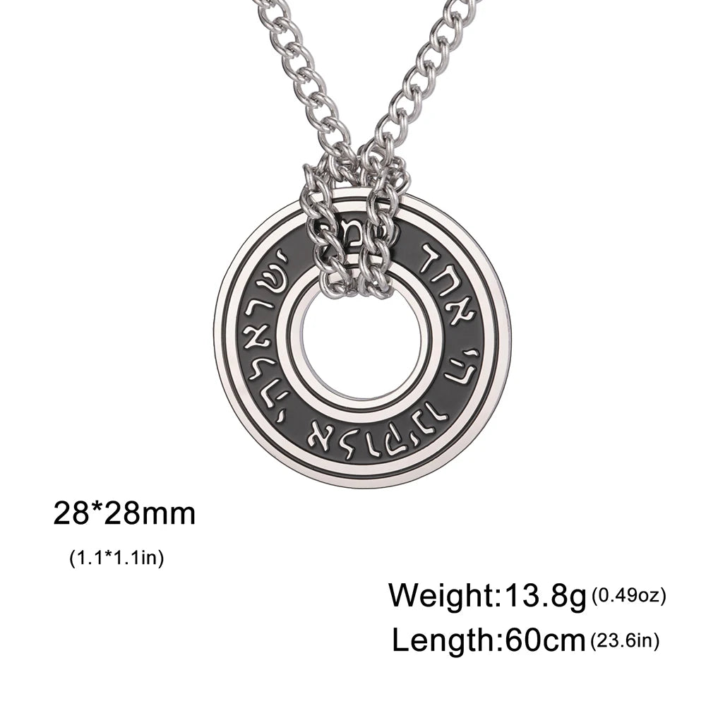 Dawapara Jewish Star of David Hebrew Shema Necklace Judaica Prayer Blessing Holy Pendant Stainless Steel Kabbalah Jewelry
