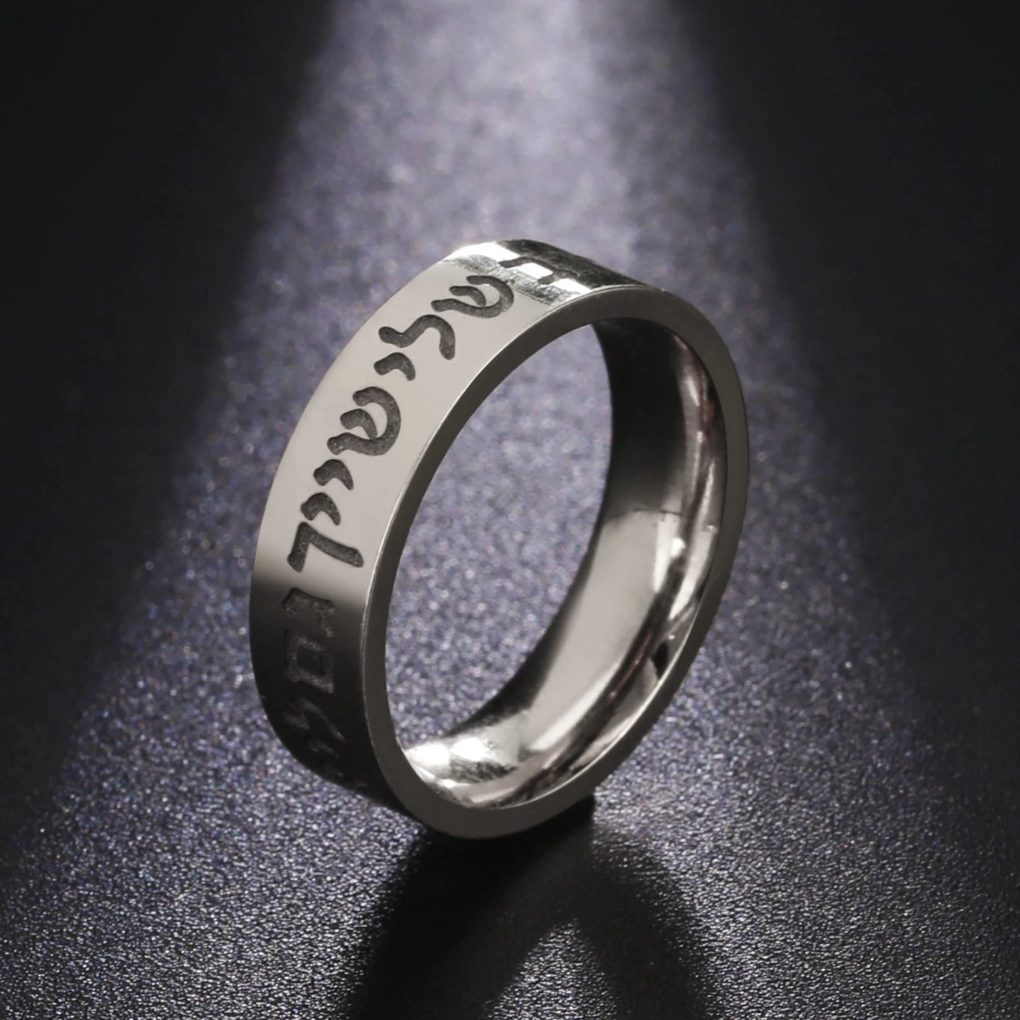 LIKGREAT Stainless Steel Shema Israel Ring Judaica Hebrew Letter Ethnic Israeli Blessing Ring for Women Amulet Jewish Jewelry