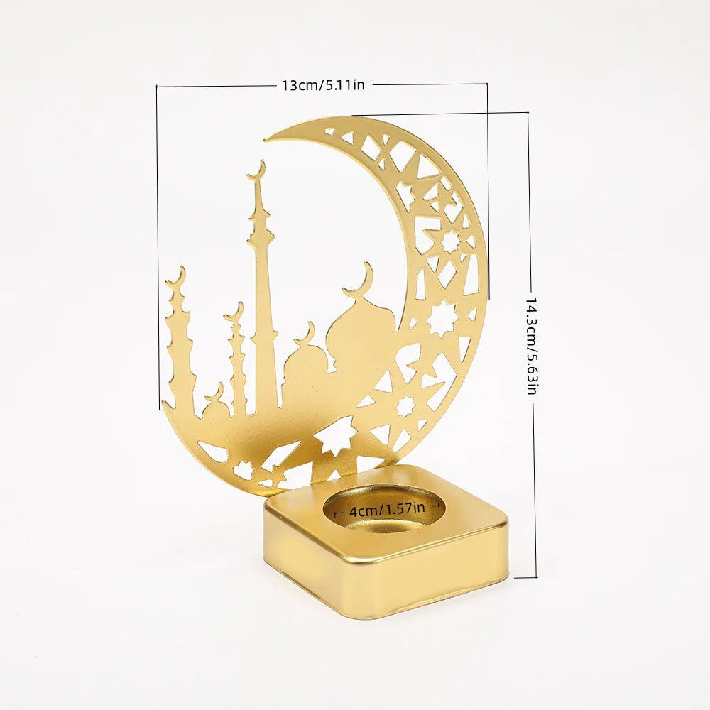 Ramadan Decoration Moon Castle Candle Holder  Eid Mubarak Decorations for Home 2026 Islam Muslim Festival Party Supplies Eid Al